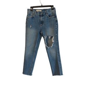 Pilcro and the Letterpress Jeans Size 30 Blue High Rise Distressed Raw Hem